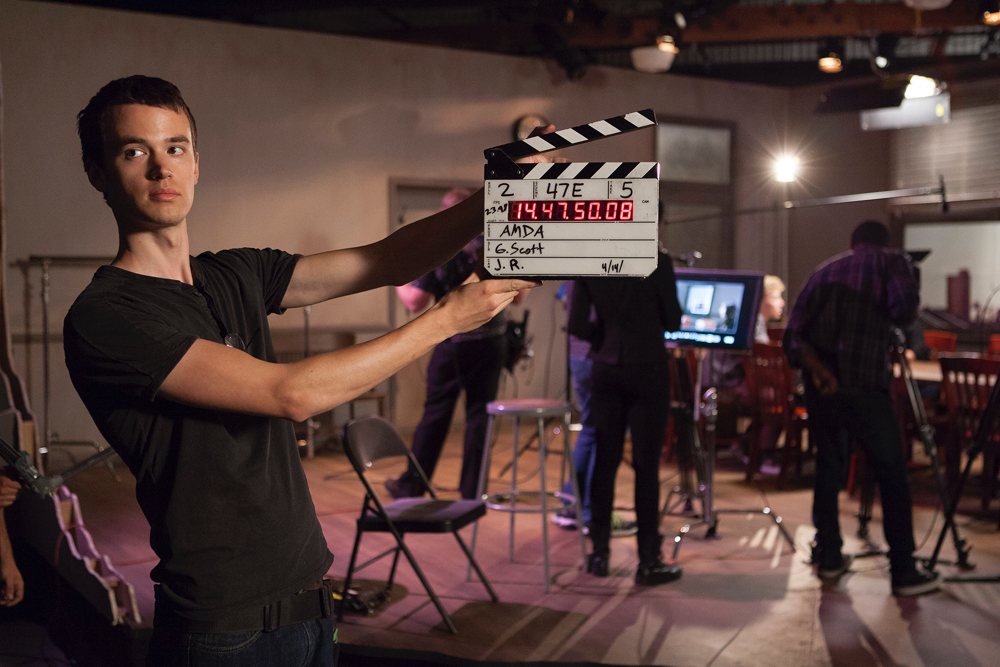 Behind the scenes while filming