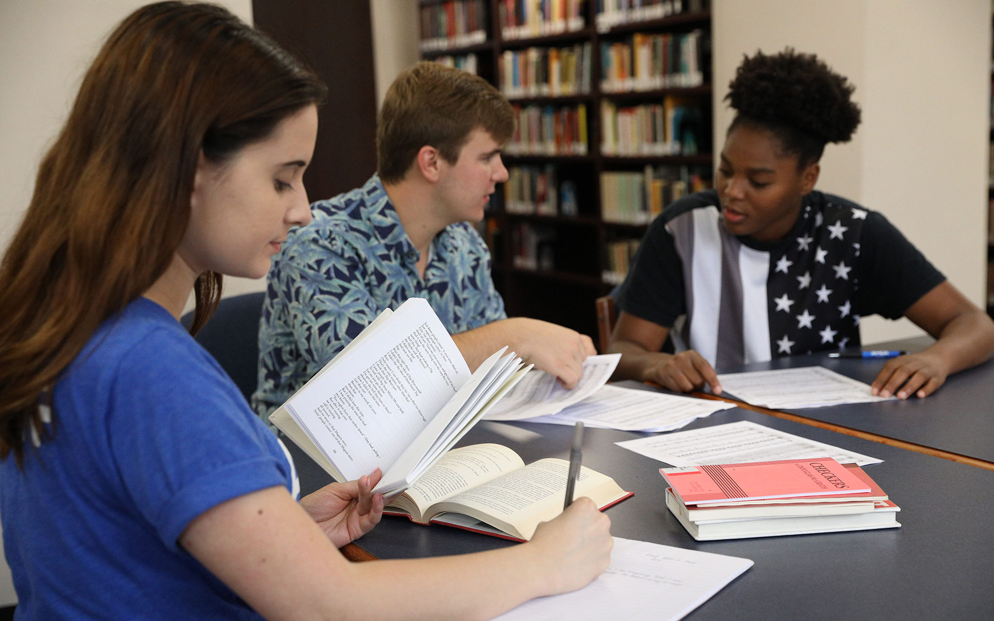 Students reading in library