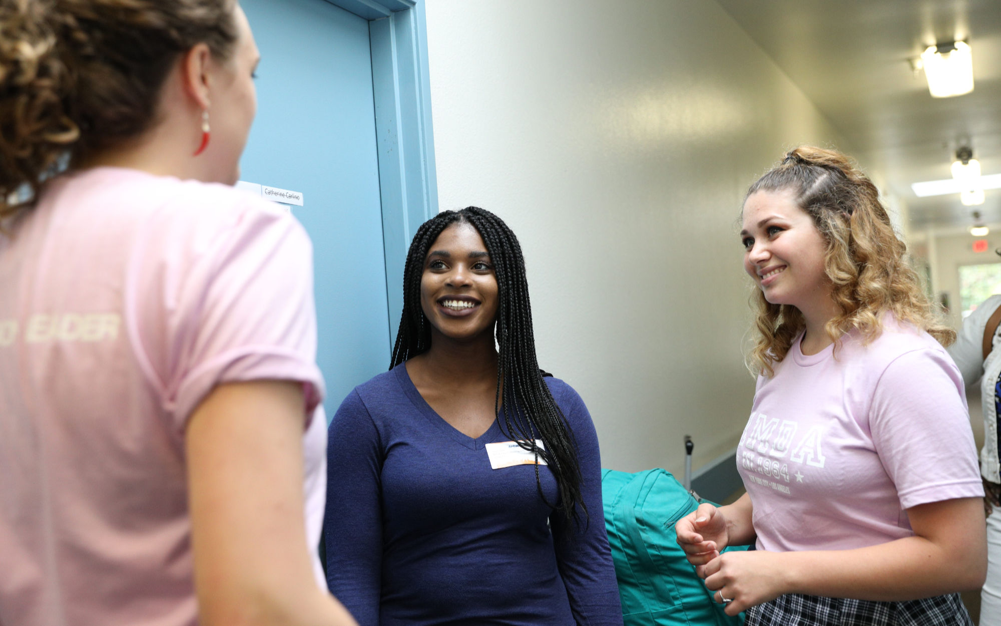Students talking in hallway