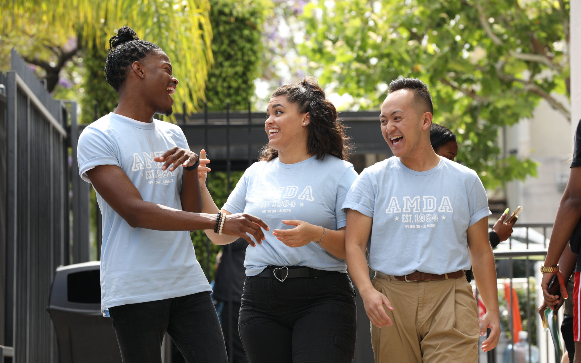Students walking outside and talking