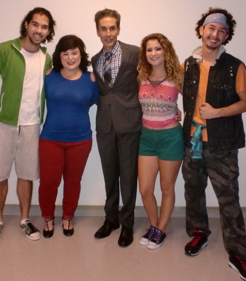 AMDA Alumni (Rodrigo Varandas, Luzma Ortiz, Carly Cannata and Luis Martínez) and AMDA Faculty Member Hector Guerrero.