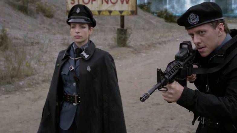 Nyback as Sgt. Poole, along with Anna Hopkins as Jessica “Berlin” Rainier