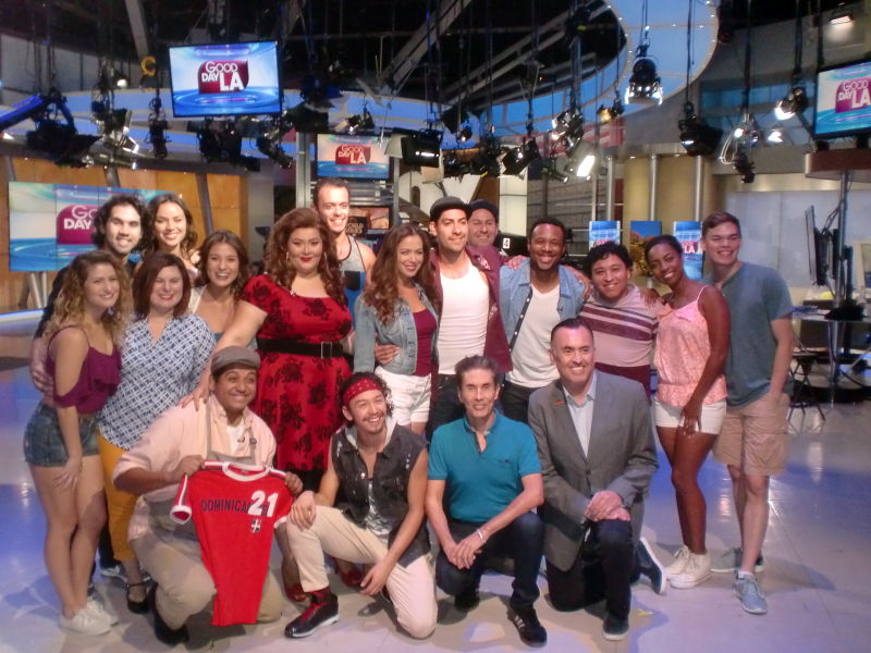 IN THE HEIGHTS Cast featuring AMDA Alumni (Carly Cannata, Luis Martinez, Luzma Ortiz, Rodrigo Varandas) on set of Good Day LA.